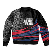 George Washington Carver Sleeve Zip Bomber Jacket with Tree Portrait Illustration, Nature Is the Greatest Teacher Quote - Wonder Print Shop
