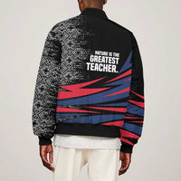 George Washington Carver Sleeve Zip Bomber Jacket with Tree Portrait Illustration, Nature Is the Greatest Teacher Quote - Wonder Print Shop