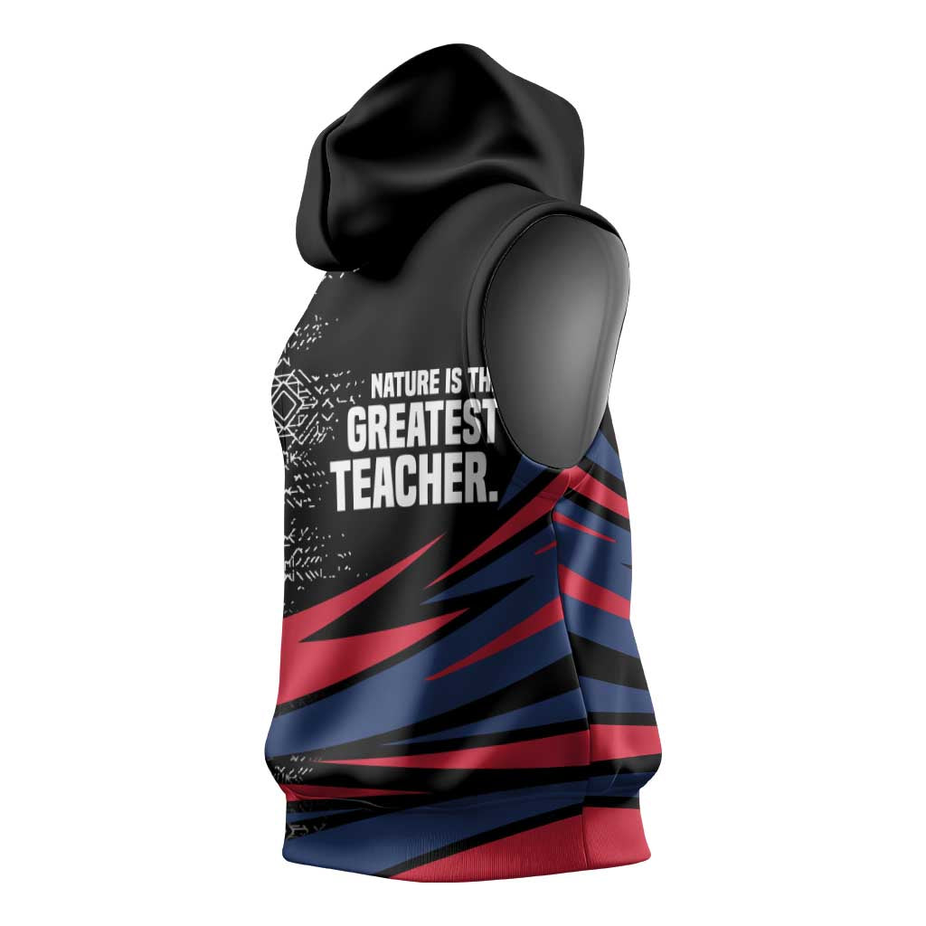 George Washington Carver Sleeveless Hoodie with Tree Portrait Illustration, Nature Is the Greatest Teacher Quote - Wonder Print Shop