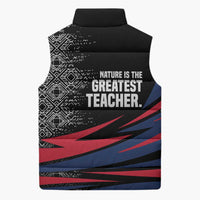 George Washington Carver Sleeveless Puffer Jacket with Tree Portrait Illustration, Nature Is the Greatest Teacher Quote - Wonder Print Shop