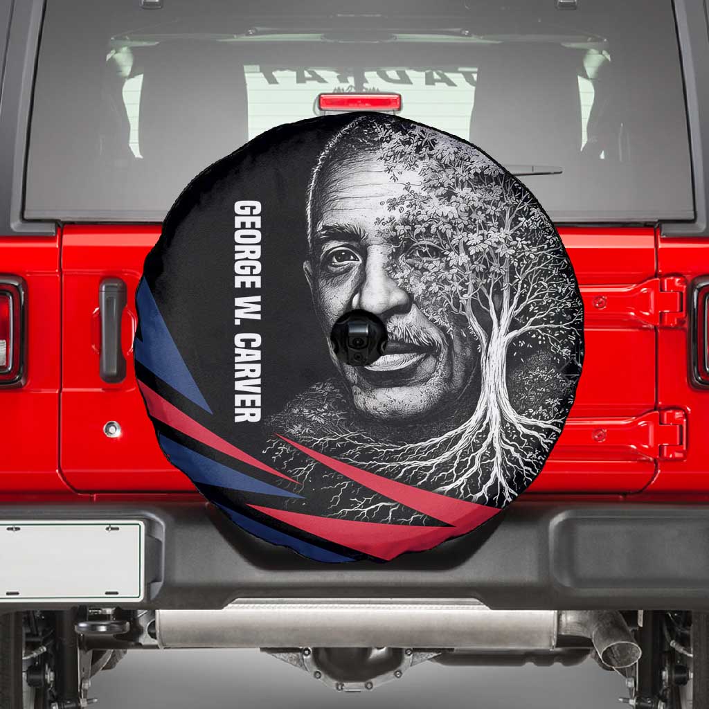George Washington Carver Spare Tire Cover with Tree Portrait Illustration, Nature Is the Greatest Teacher Quote - Wonder Print Shop