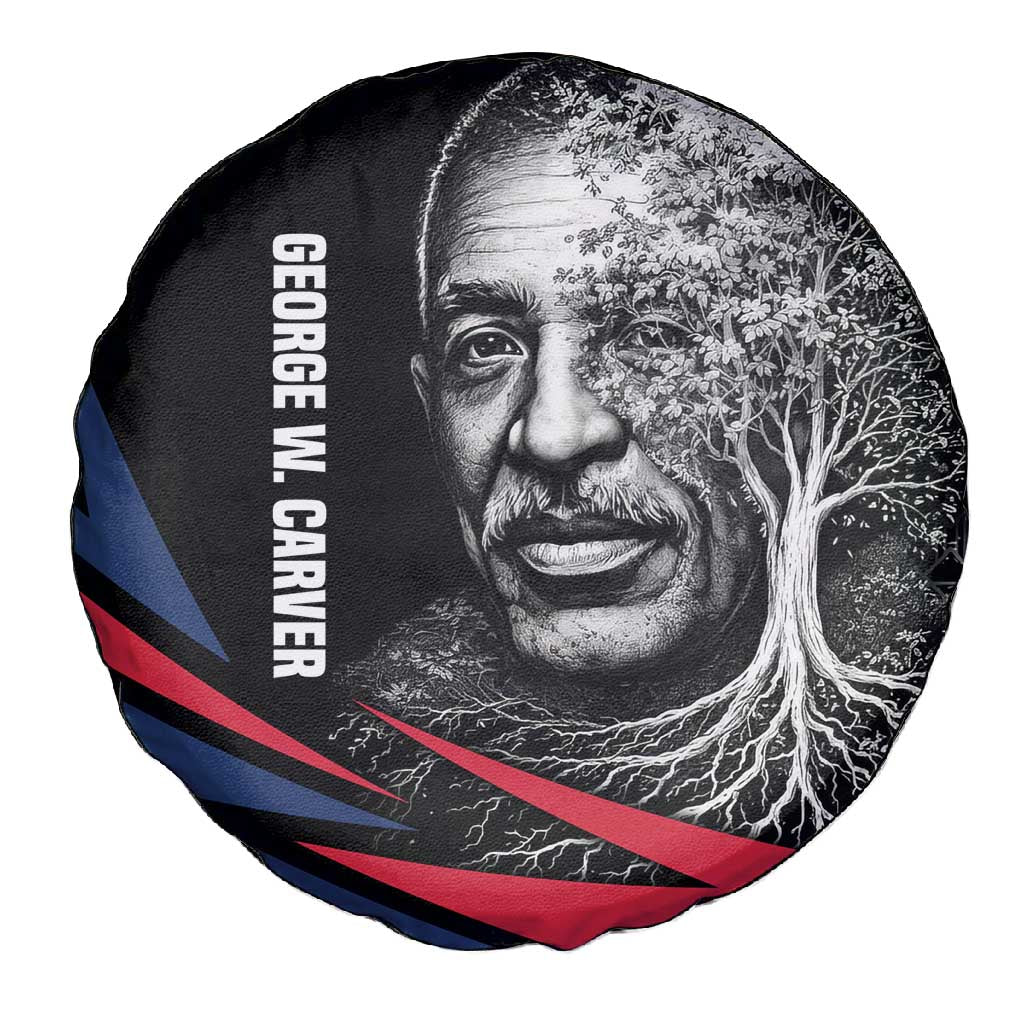 George Washington Carver Spare Tire Cover with Tree Portrait Illustration, Nature Is the Greatest Teacher Quote - Wonder Print Shop