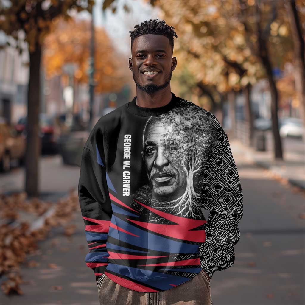 George Washington Carver Sweatshirt with Tree Portrait Illustration, Nature Is the Greatest Teacher Quote - Wonder Print Shop