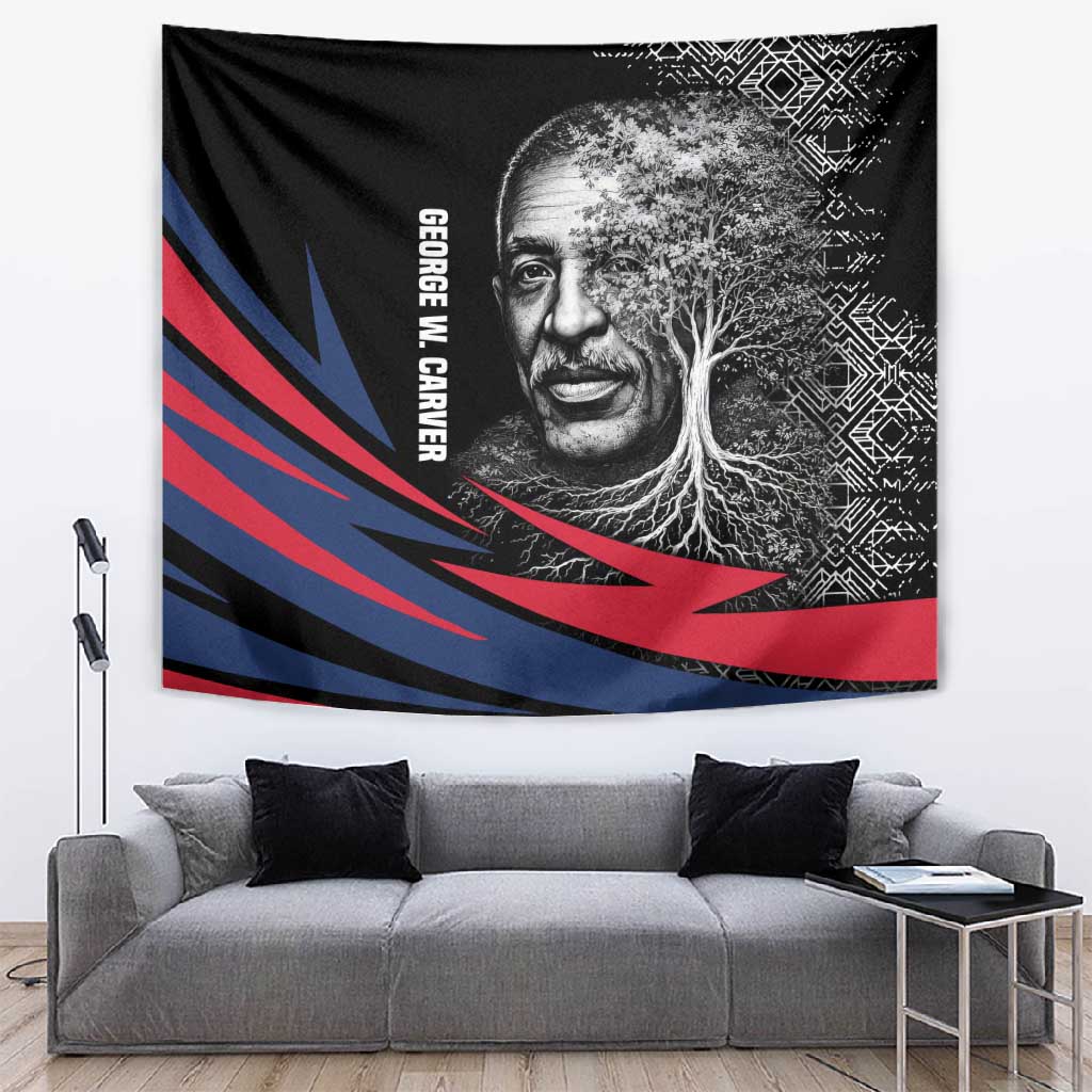 George Washington Carver Tapestry with Tree Portrait Illustration, Nature Is the Greatest Teacher Quote - Wonder Print Shop