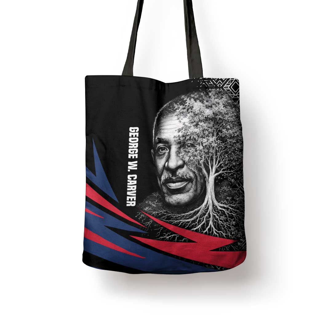George Washington Carver Tote Bag with Tree Portrait Illustration, Nature Is the Greatest Teacher Quote - Wonder Print Shop