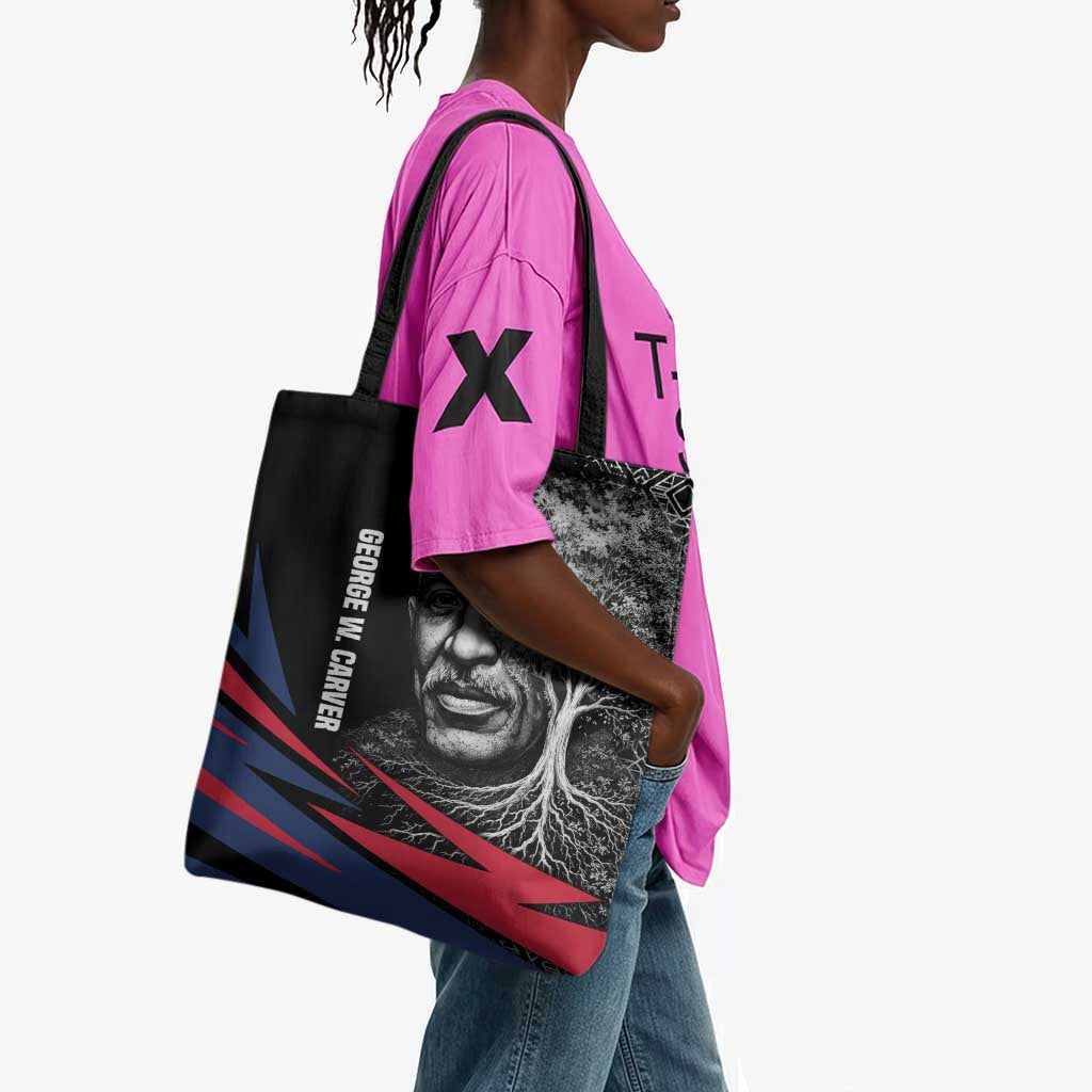 George Washington Carver Tote Bag with Tree Portrait Illustration, Nature Is the Greatest Teacher Quote - Wonder Print Shop