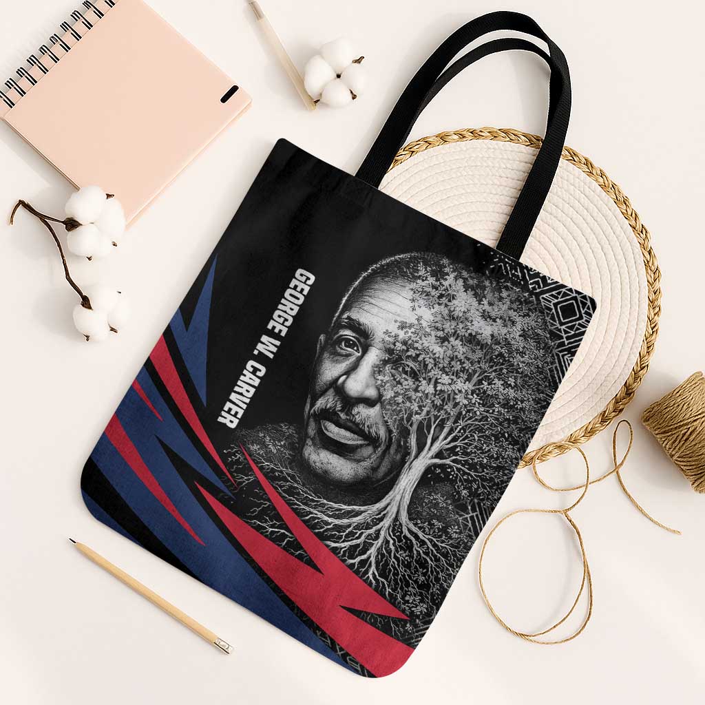 George Washington Carver Tote Bag with Tree Portrait Illustration, Nature Is the Greatest Teacher Quote - Wonder Print Shop