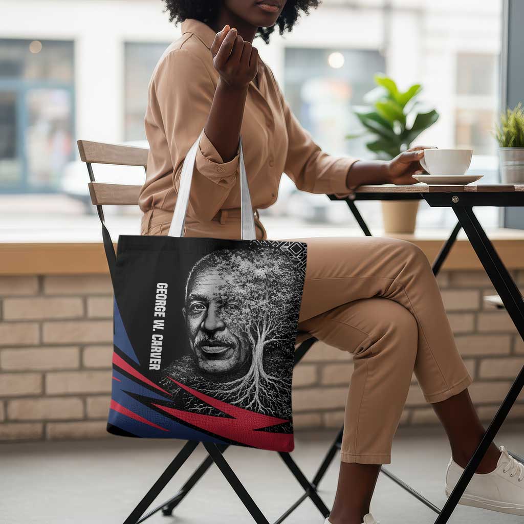 George Washington Carver Tote Bag with Tree Portrait Illustration, Nature Is the Greatest Teacher Quote - Wonder Print Shop