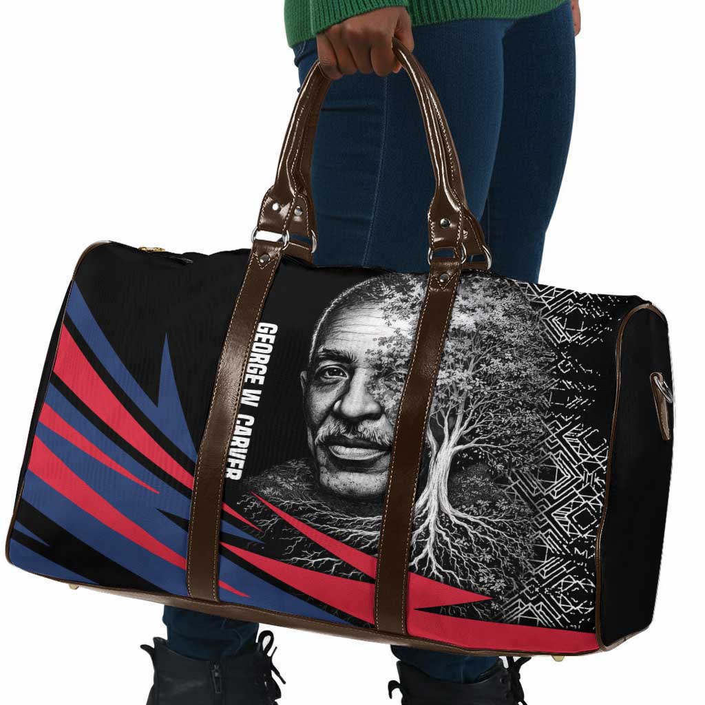 George Washington Carver Travel Bag with Tree Portrait Illustration, Nature Is the Greatest Teacher Quote - Wonder Print Shop
