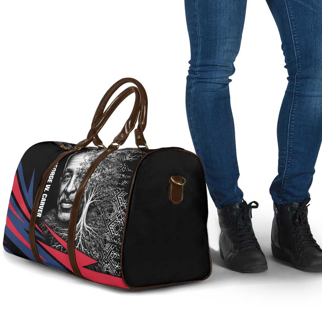 George Washington Carver Travel Bag with Tree Portrait Illustration, Nature Is the Greatest Teacher Quote - Wonder Print Shop