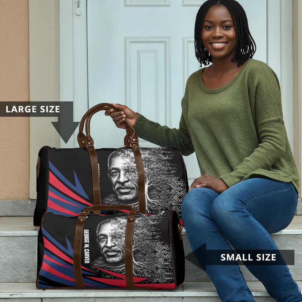 George Washington Carver Travel Bag with Tree Portrait Illustration, Nature Is the Greatest Teacher Quote - Wonder Print Shop