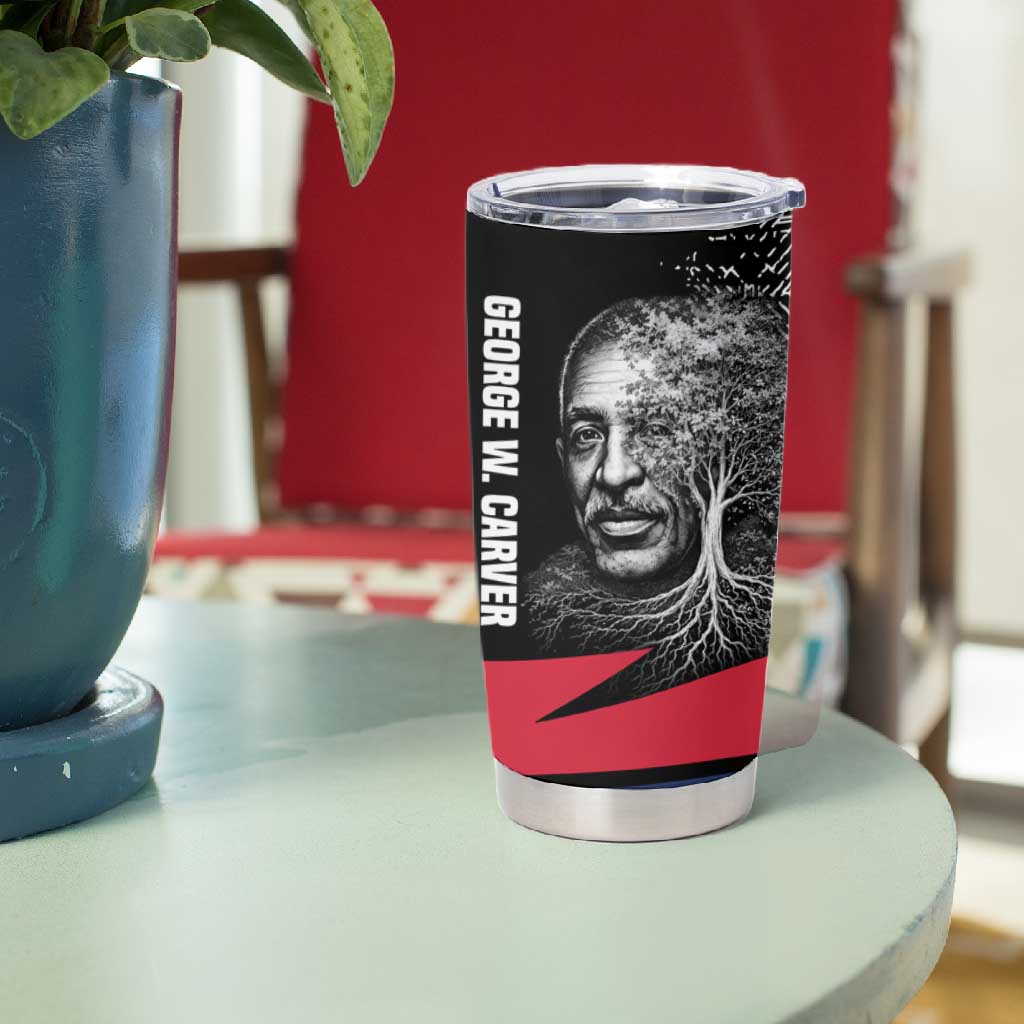 George Washington Carver Tumbler Cup with Tree Portrait Illustration, Nature Is the Greatest Teacher Quote - Wonder Print Shop