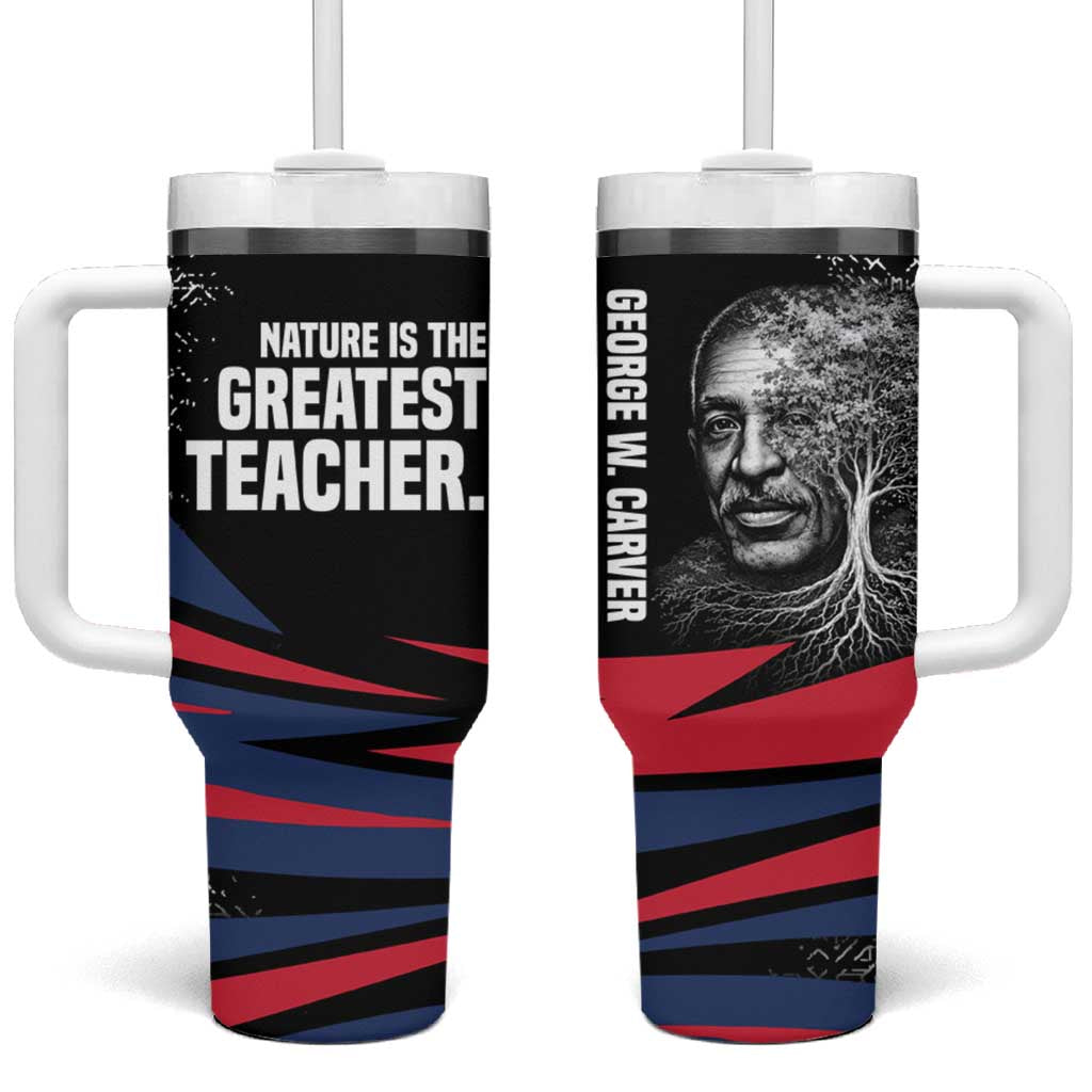 George Washington Carver Tumbler With Handle with Tree Portrait Illustration, Nature Is the Greatest Teacher Quote - Wonder Print Shop