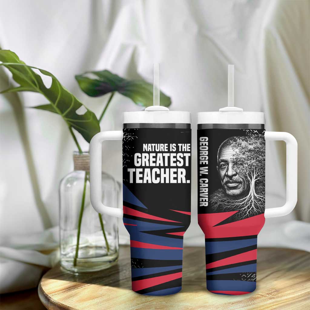 George Washington Carver Tumbler With Handle with Tree Portrait Illustration, Nature Is the Greatest Teacher Quote - Wonder Print Shop