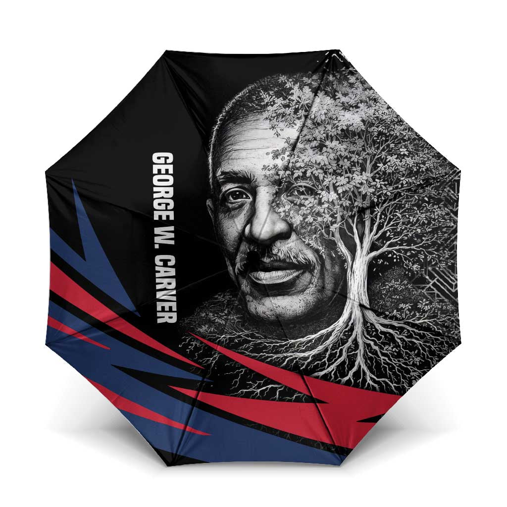 George Washington Carver Umbrella with Tree Portrait Illustration, Nature Is the Greatest Teacher Quote - Wonder Print Shop