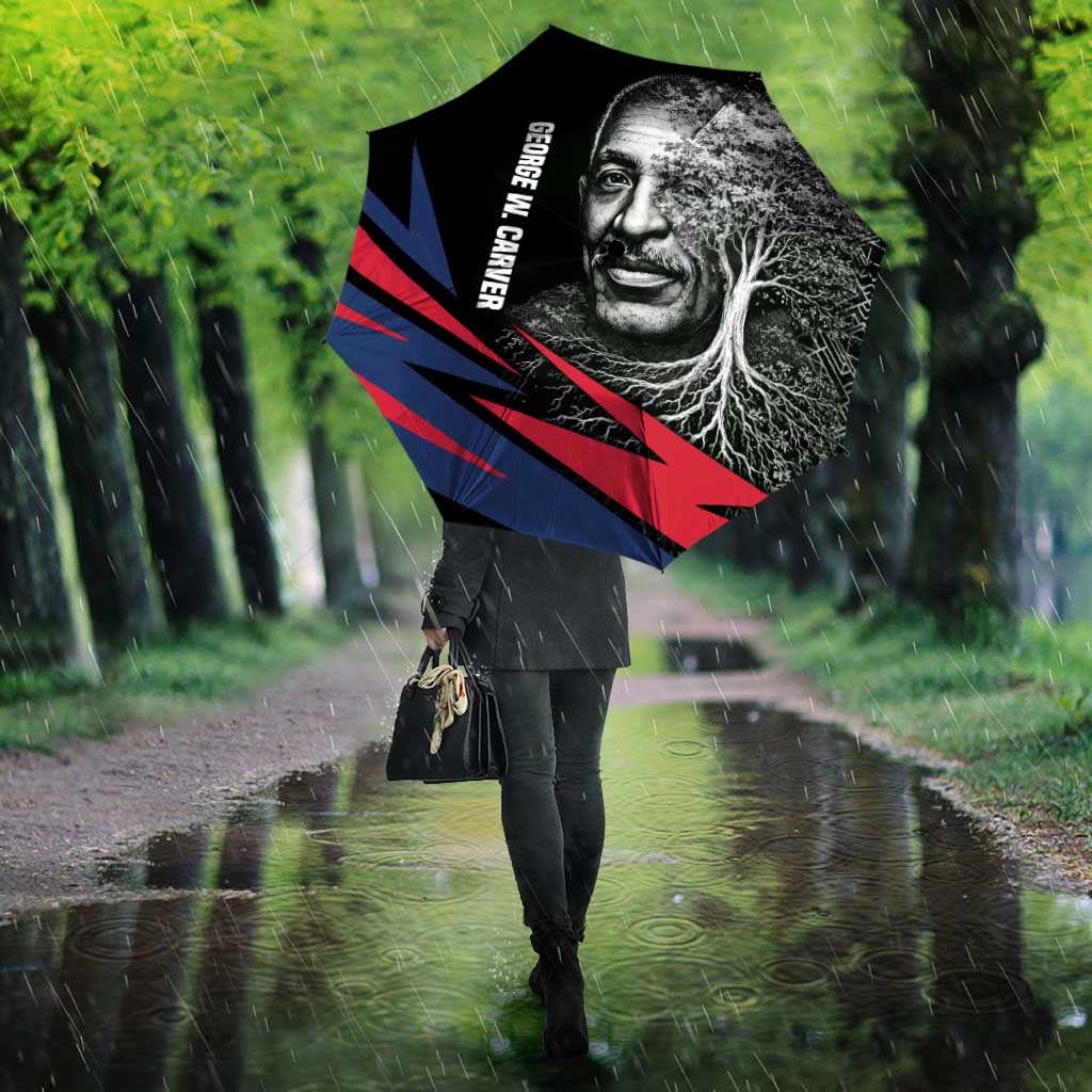 George Washington Carver Umbrella with Tree Portrait Illustration, Nature Is the Greatest Teacher Quote - Wonder Print Shop