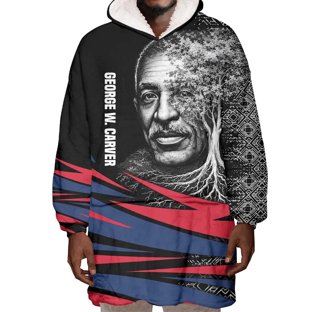 George Washington Carver Wearable Blanket Hoodie with Tree Portrait Illustration, Nature Is the Greatest Teacher Quote - Wonder Print Shop