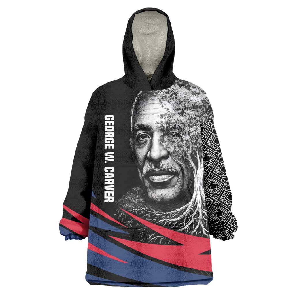 George Washington Carver Wearable Blanket Hoodie with Tree Portrait Illustration, Nature Is the Greatest Teacher Quote - Wonder Print Shop