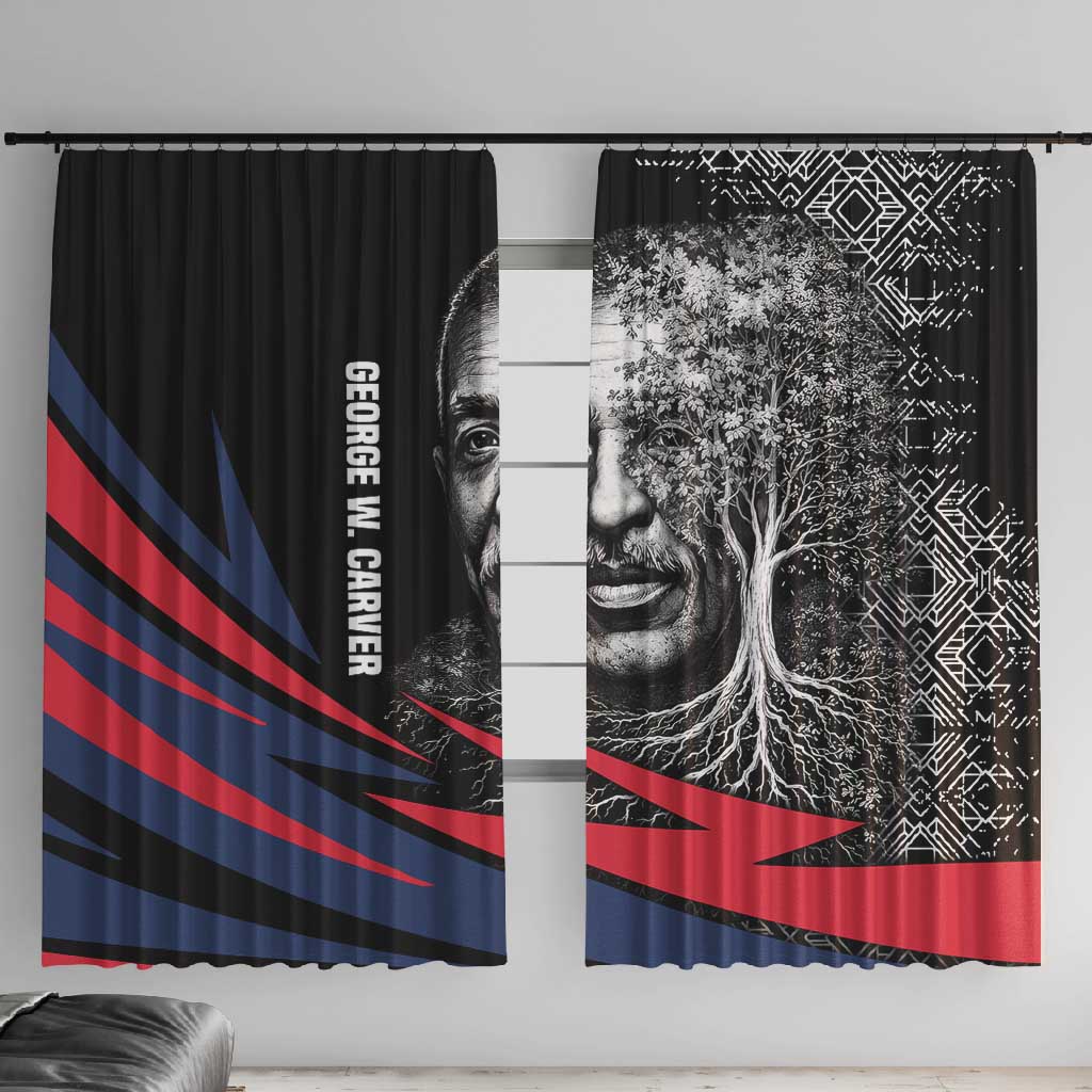 George Washington Carver Window Curtain with Tree Portrait Illustration, Nature Is the Greatest Teacher Quote - Wonder Print Shop