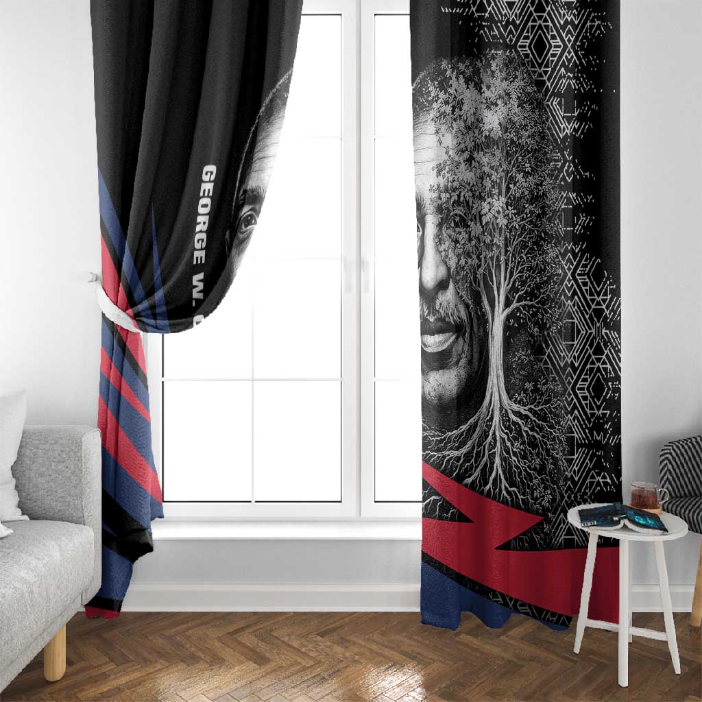 George Washington Carver Window Curtain with Tree Portrait Illustration, Nature Is the Greatest Teacher Quote - Wonder Print Shop