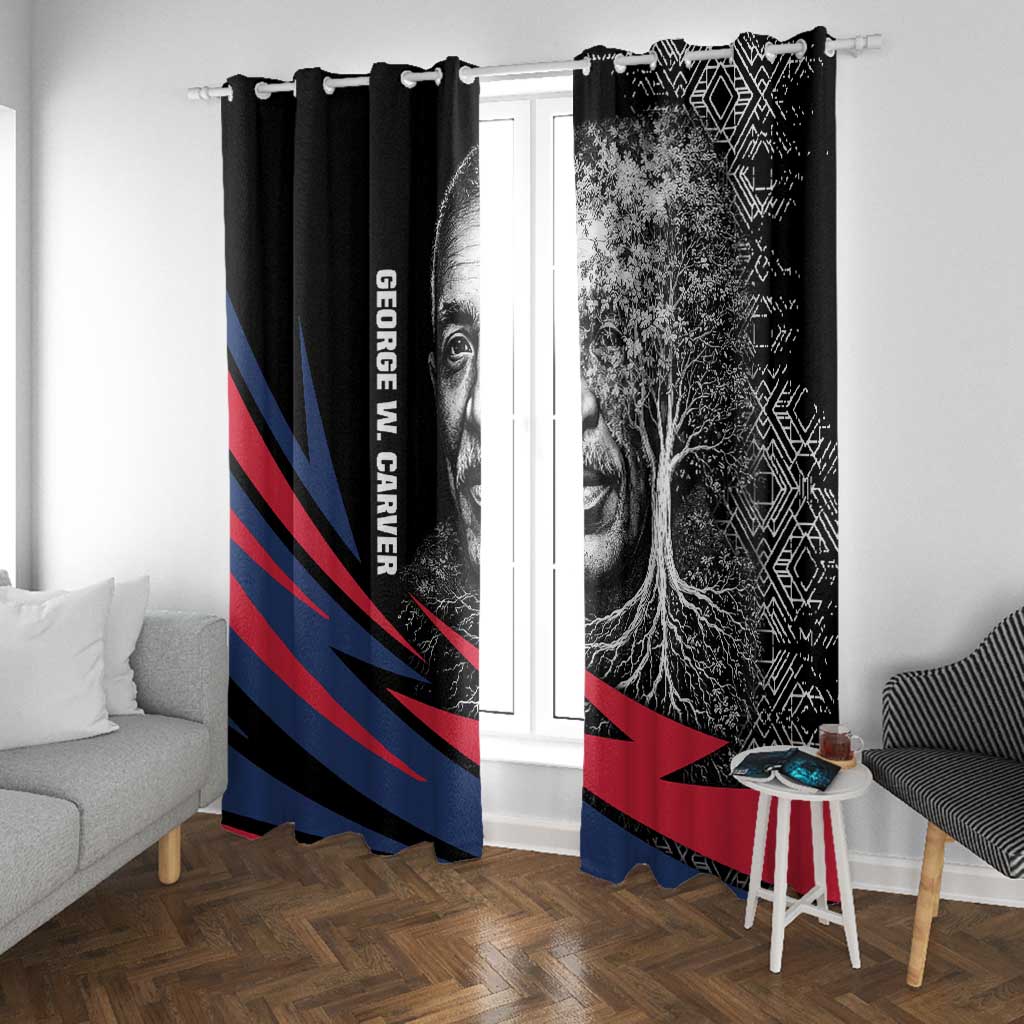 George Washington Carver Window Curtain with Tree Portrait Illustration, Nature Is the Greatest Teacher Quote - Wonder Print Shop