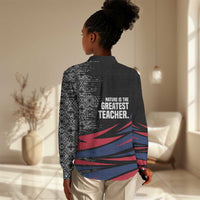George Washington Carver Women Casual Shirt with Tree Portrait Illustration, Nature Is the Greatest Teacher Quote - Wonder Print Shop