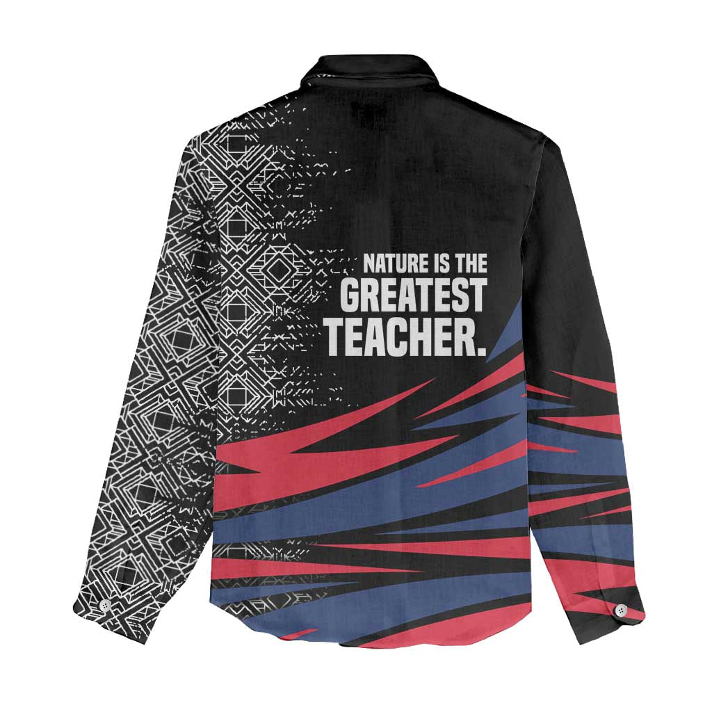 George Washington Carver Women Casual Shirt with Tree Portrait Illustration, Nature Is the Greatest Teacher Quote - Wonder Print Shop