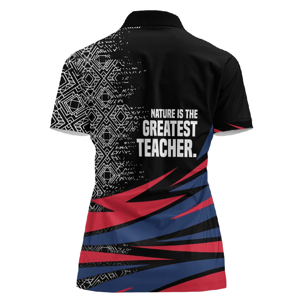 George Washington Carver Women Polo Shirt with Tree Portrait Illustration, Nature Is the Greatest Teacher Quote - Wonder Print Shop