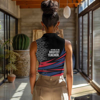 George Washington Carver Women Sleeveless Polo Shirt with Tree Portrait Illustration, Nature Is the Greatest Teacher Quote - Wonder Print Shop