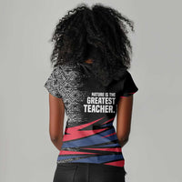 George Washington Carver Women V-Neck T-Shirt with Tree Portrait Illustration, Nature Is the Greatest Teacher Quote - Wonder Print Shop