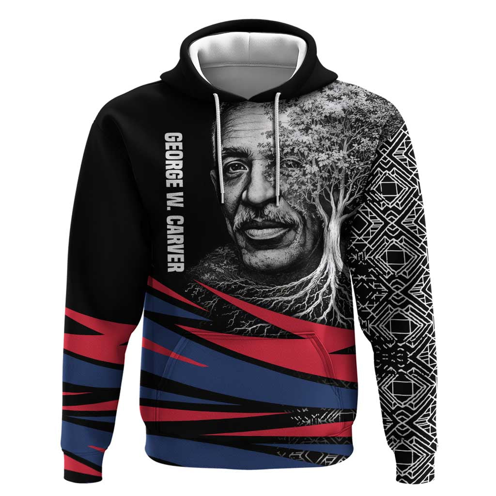 George Washington Carver Zip Hoodie with Tree Portrait Illustration, Nature Is the Greatest Teacher Quote - Wonder Print Shop