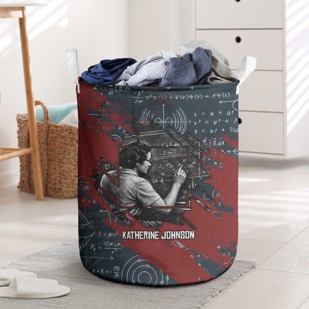 Katherine Johnson Laundry Basket with Chalkboard Math Scene, Verify the Numbers Quote and Space Orbit - Wonder Print Shop