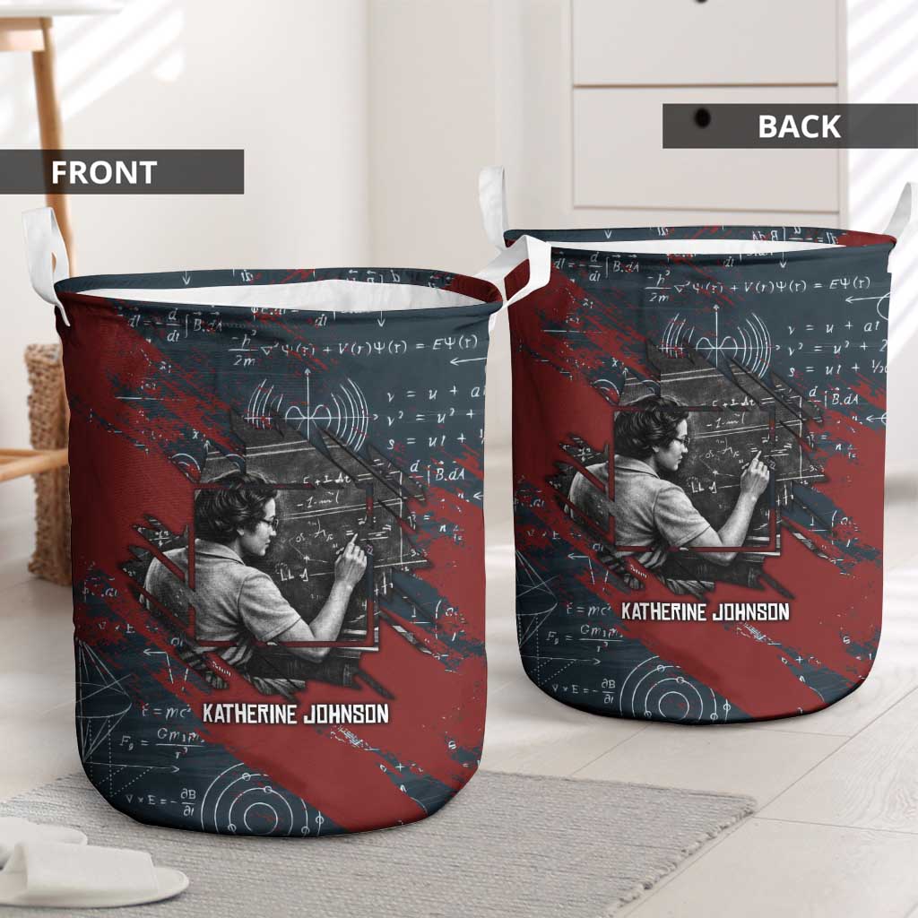 Katherine Johnson Laundry Basket with Chalkboard Math Scene, Verify the Numbers Quote and Space Orbit - Wonder Print Shop