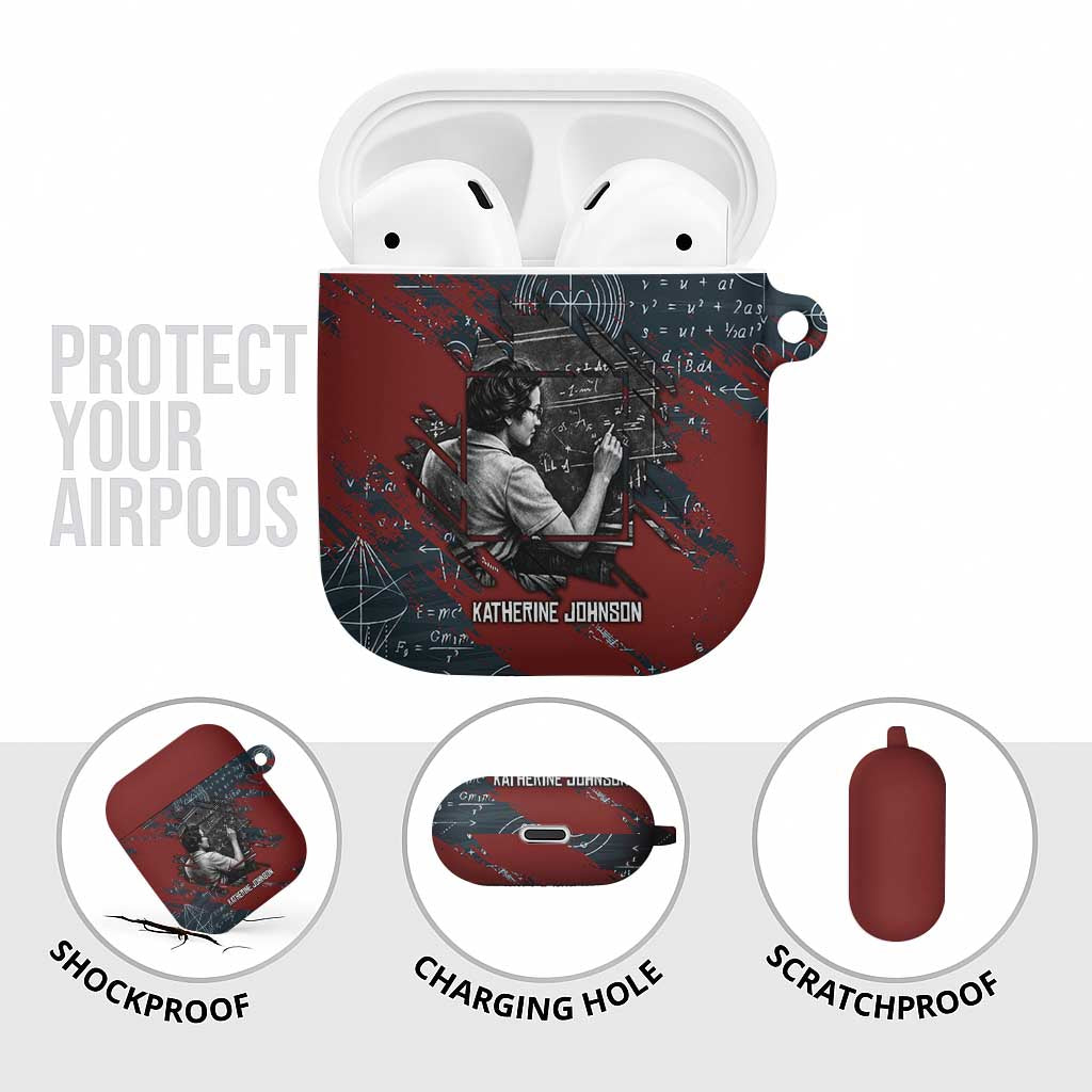 Katherine Johnson AirPods Case with Chalkboard Math Scene, Verify the Numbers Quote and Space Orbit - Wonder Print Shop