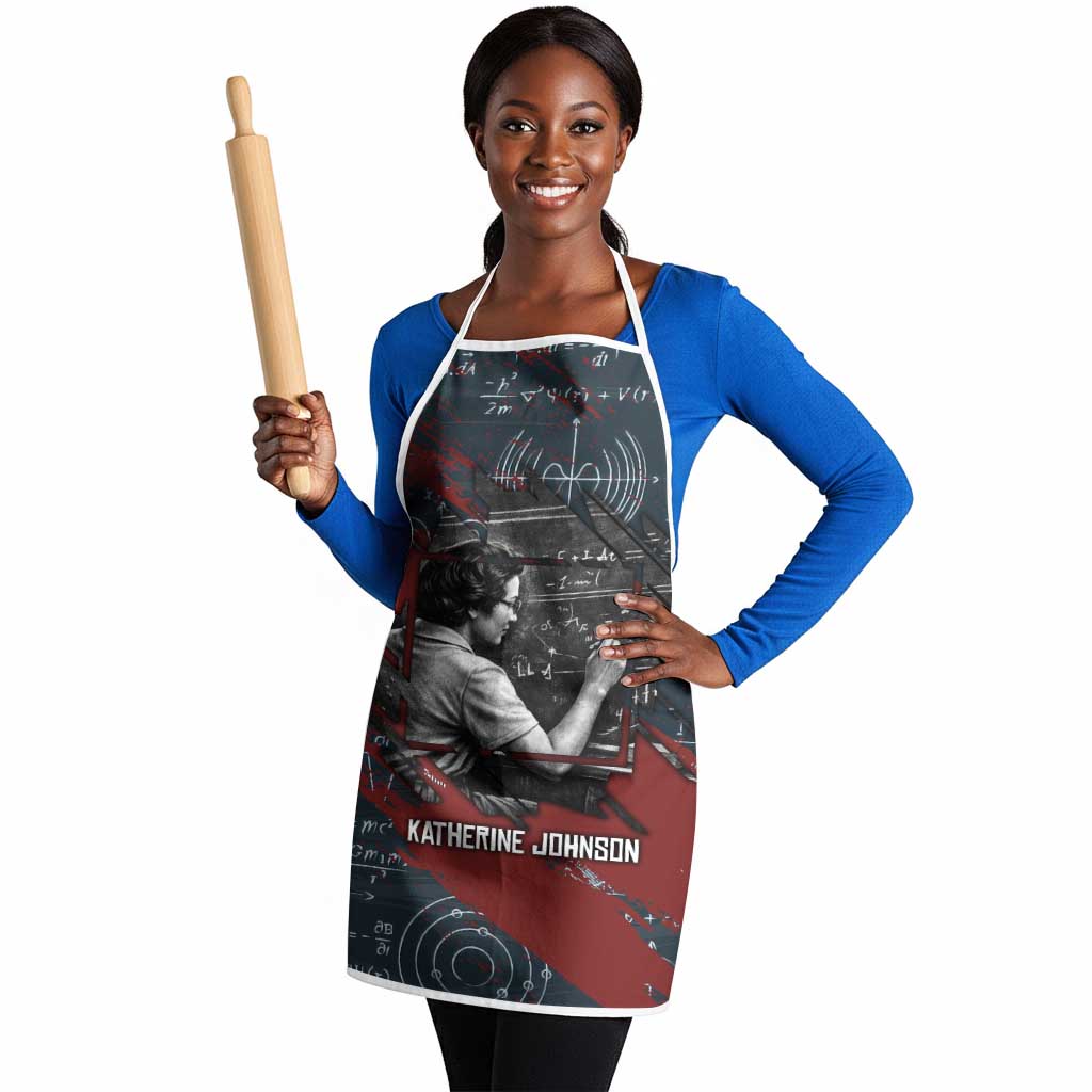 Katherine Johnson Apron with Chalkboard Math Scene, Verify the Numbers Quote and Space Orbit - Wonder Print Shop