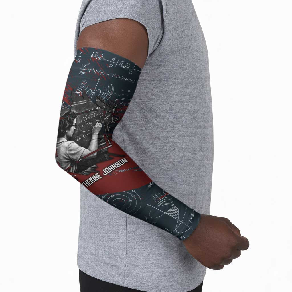 Katherine Johnson Arm Sleeves with Chalkboard Math Scene, Verify the Numbers Quote and Space Orbit - Wonder Print Shop