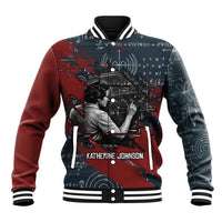 Katherine Johnson Baseball Jacket with Chalkboard Math Scene, Verify the Numbers Quote and Space Orbit - Wonder Print Shop