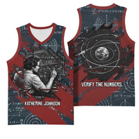 Katherine Johnson Basketball Jersey with Chalkboard Math Scene, Verify the Numbers Quote and Space Orbit - Wonder Print Shop