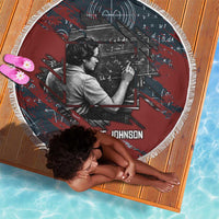 Katherine Johnson Beach Blanket with Chalkboard Math Scene, Verify the Numbers Quote and Space Orbit - Wonder Print Shop