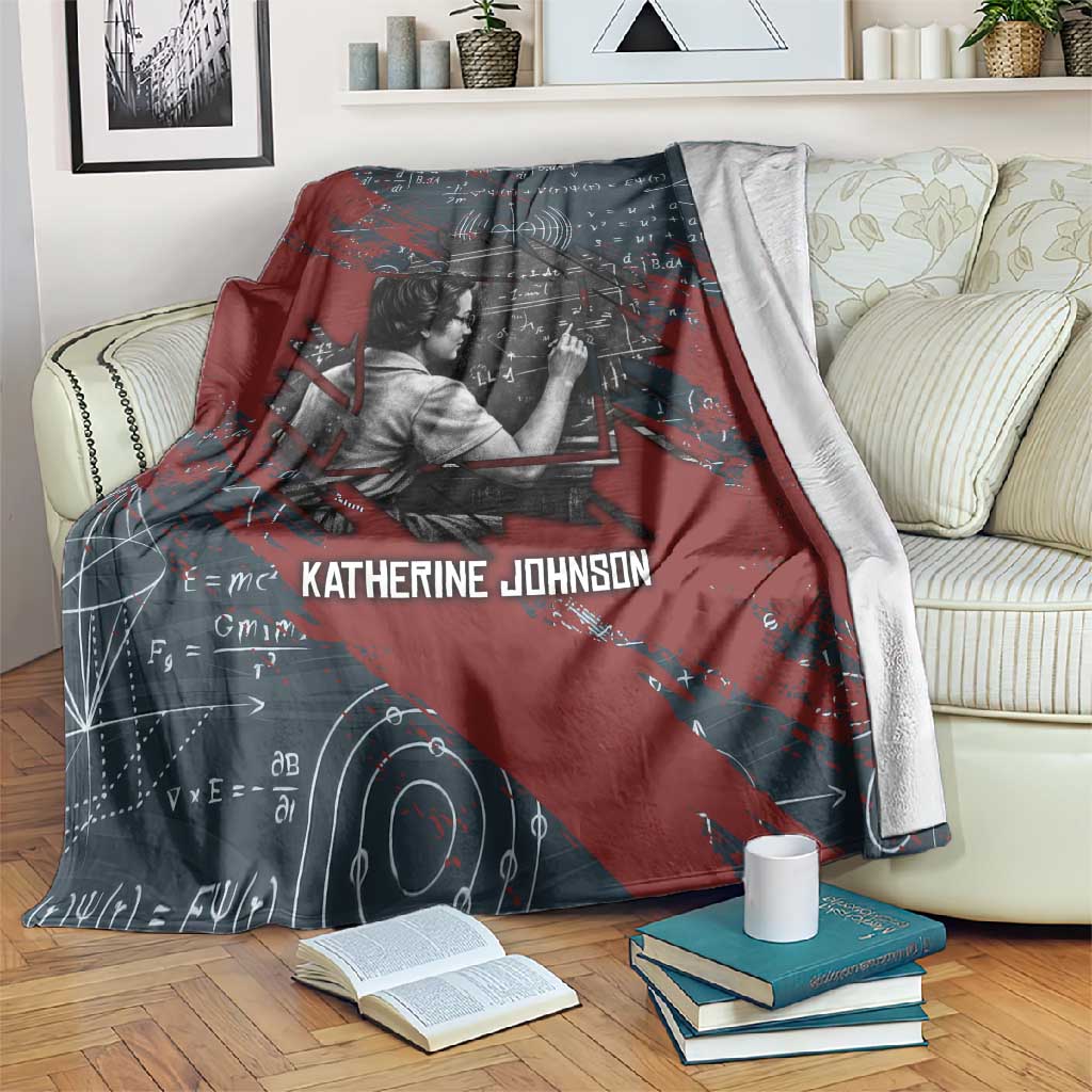 Katherine Johnson Blanket with Chalkboard Math Scene, Verify the Numbers Quote and Space Orbit - Wonder Print Shop