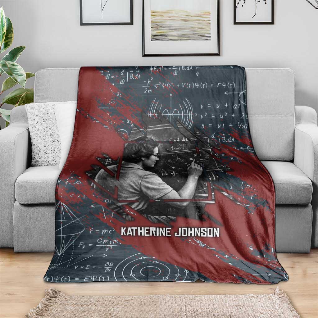 Katherine Johnson Blanket with Chalkboard Math Scene, Verify the Numbers Quote and Space Orbit - Wonder Print Shop