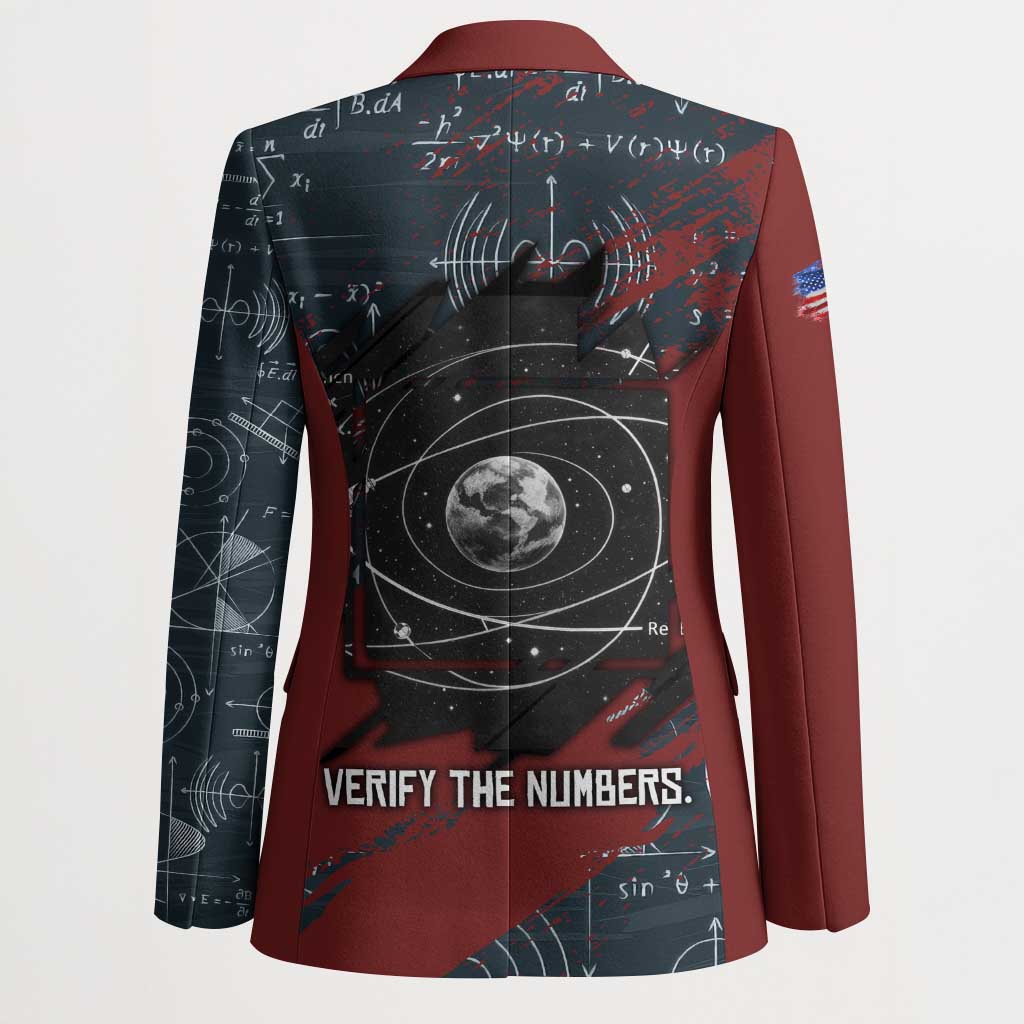 Katherine Johnson Blazer with Chalkboard Math Scene, Verify the Numbers Quote and Space Orbit - Wonder Print Shop