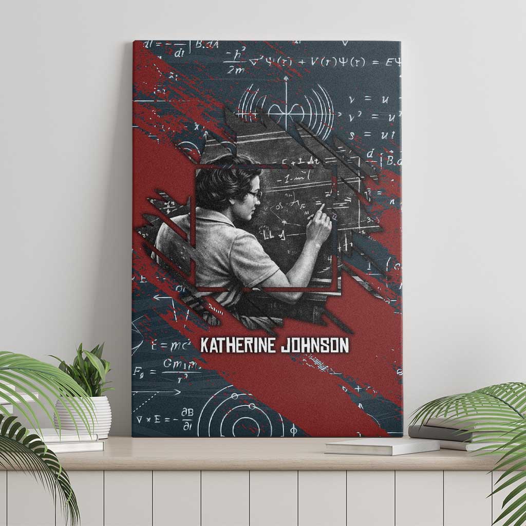 Katherine Johnson Canvas Wall Art with Chalkboard Math Scene, Verify the Numbers Quote and Space Orbit - Wonder Print Shop