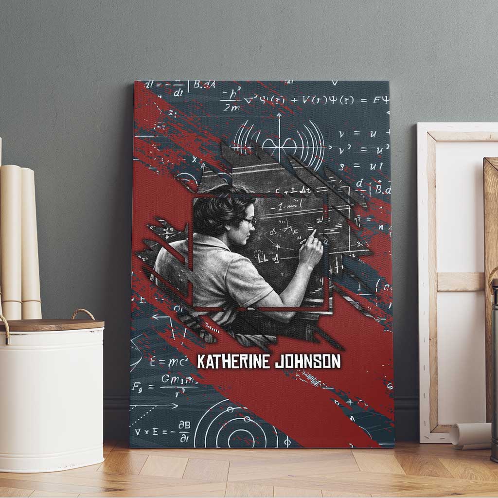 Katherine Johnson Canvas Wall Art with Chalkboard Math Scene, Verify the Numbers Quote and Space Orbit - Wonder Print Shop