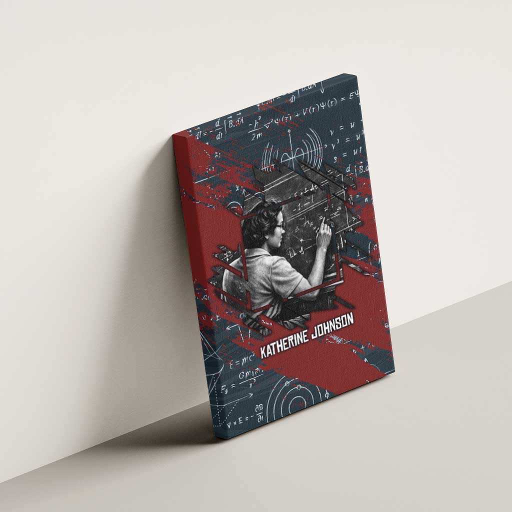 Katherine Johnson Canvas Wall Art with Chalkboard Math Scene, Verify the Numbers Quote and Space Orbit - Wonder Print Shop