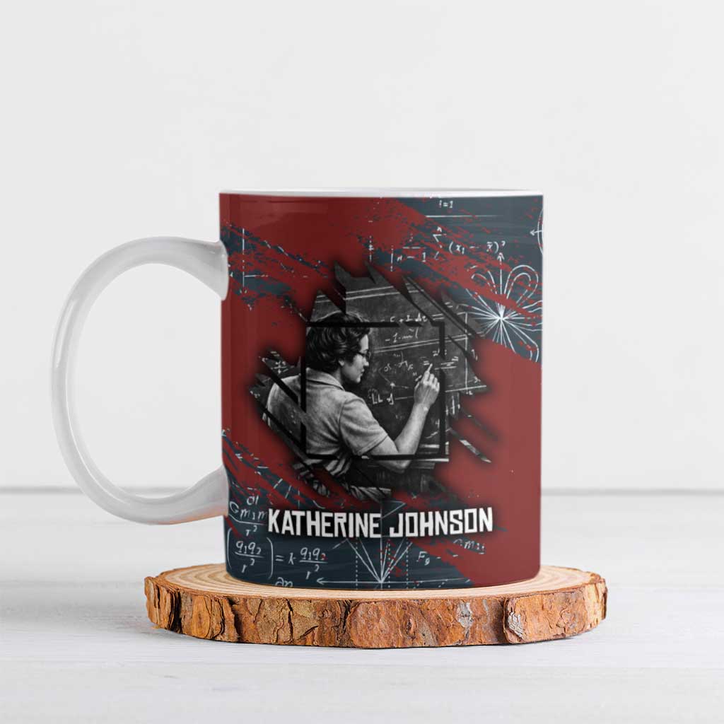 Katherine Johnson Ceramic Mug with Chalkboard Math Scene, Verify the Numbers Quote and Space Orbit - Wonder Print Shop