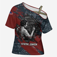 Katherine Johnson Cross Shoulder Shirt with Chalkboard Math Scene, Verify the Numbers Quote and Space Orbit - Wonder Print Shop