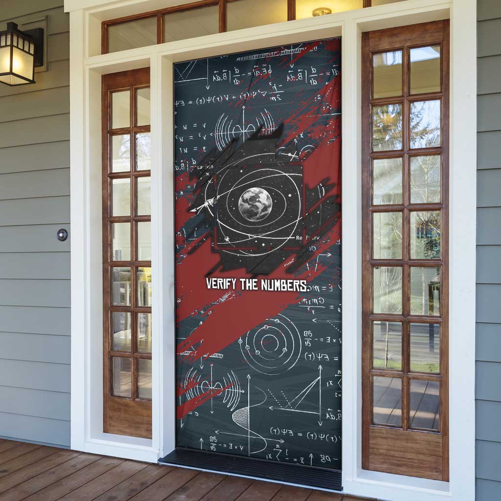 Katherine Johnson Door Cover with Chalkboard Math Scene, Verify the Numbers Quote and Space Orbit - Wonder Print Shop