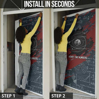 Katherine Johnson Door Cover with Chalkboard Math Scene, Verify the Numbers Quote and Space Orbit - Wonder Print Shop