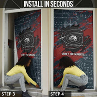 Katherine Johnson Door Cover with Chalkboard Math Scene, Verify the Numbers Quote and Space Orbit - Wonder Print Shop